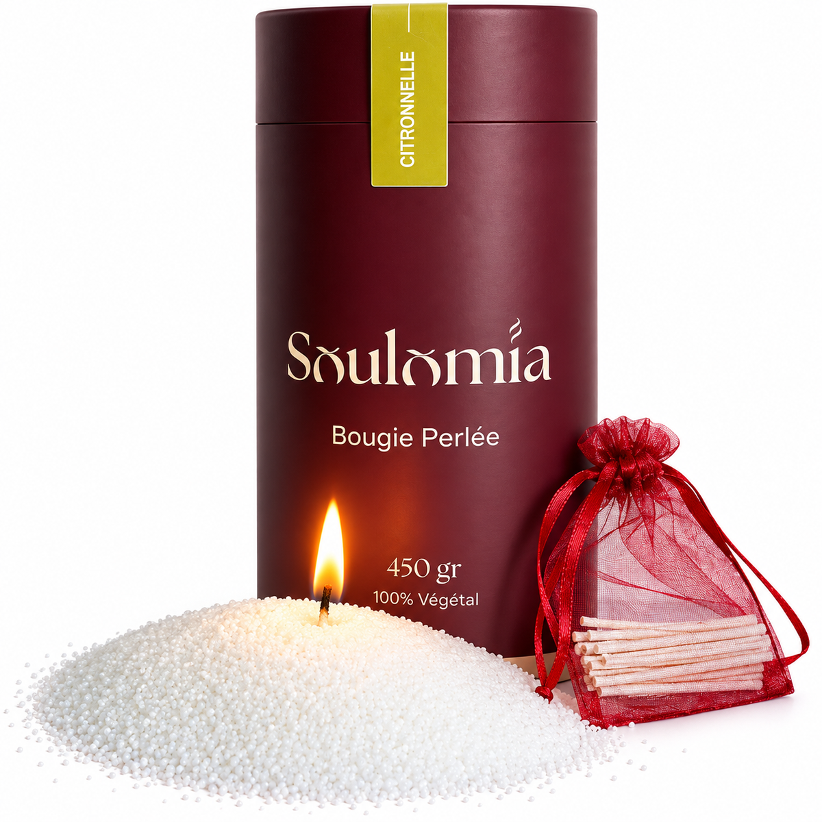 Bougie Perlée Soulomia ® Parfumée Citronnelle