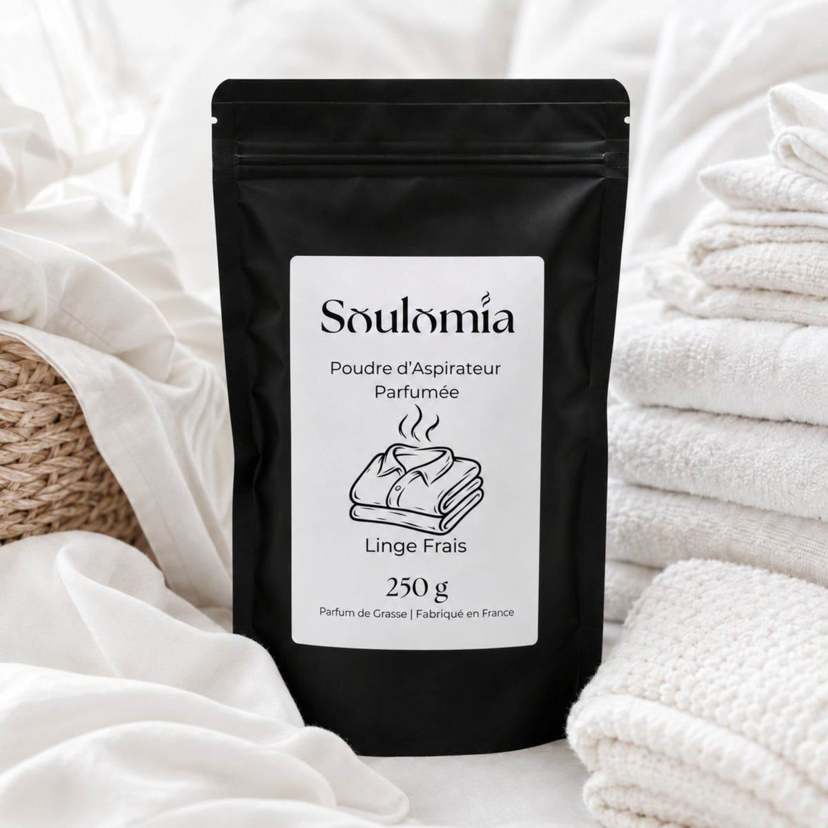 Poudre d’aspirateur parfumée Soulomia Linge Frais 250 g – sachet refermable