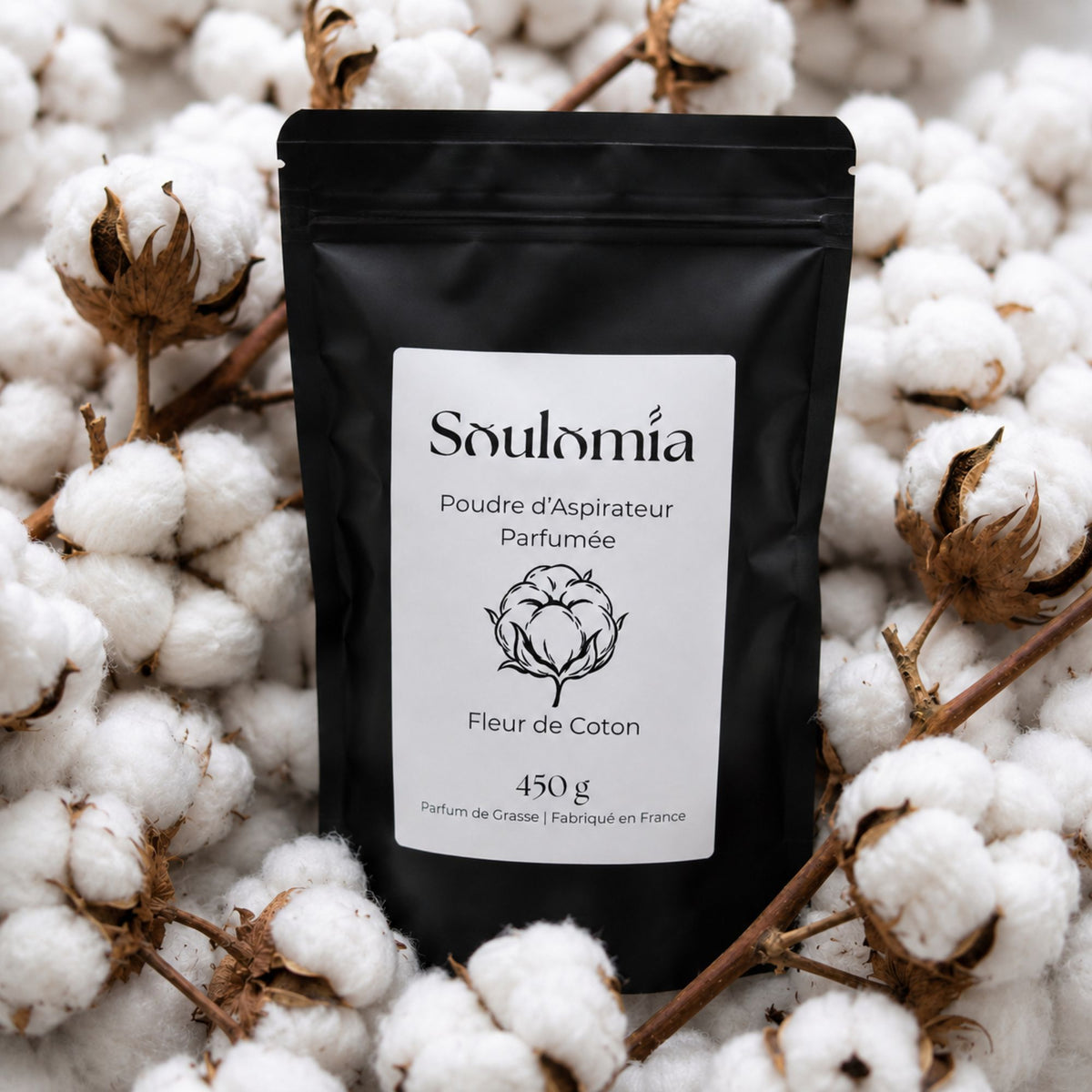 Poudre d’aspirateur parfumée Soulomia Fleur de Coton – sachet refermable