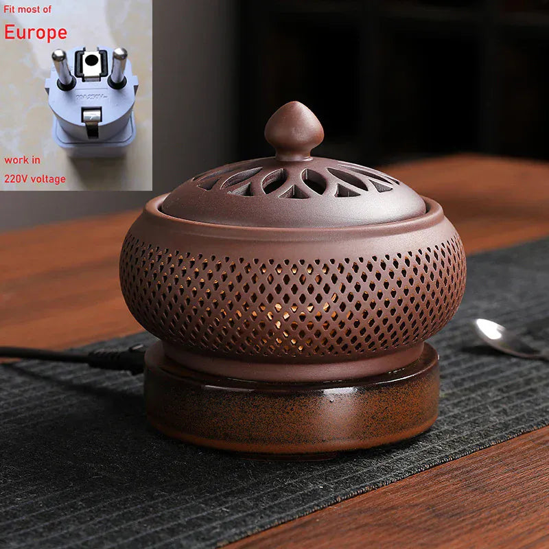 Brûleur d’encens électrique rond en céramique