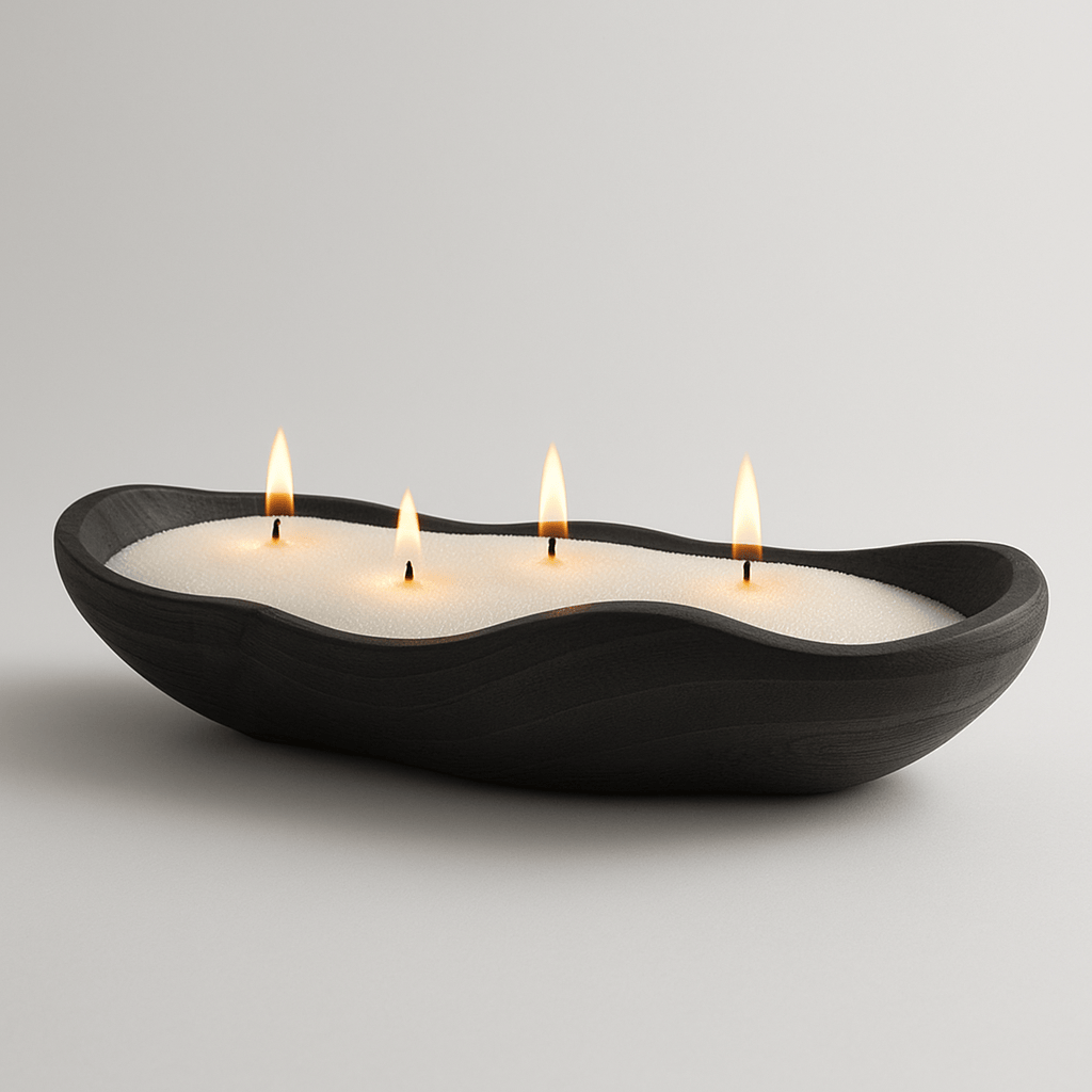 Vase en bois noir sculpté forme irrégulière