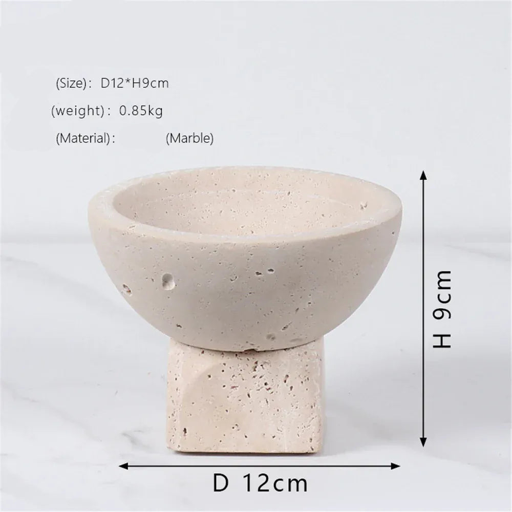 SOULOMIA A-D12cm X H9cm / CHINA Vase en marbre naturel européen jaune travertin