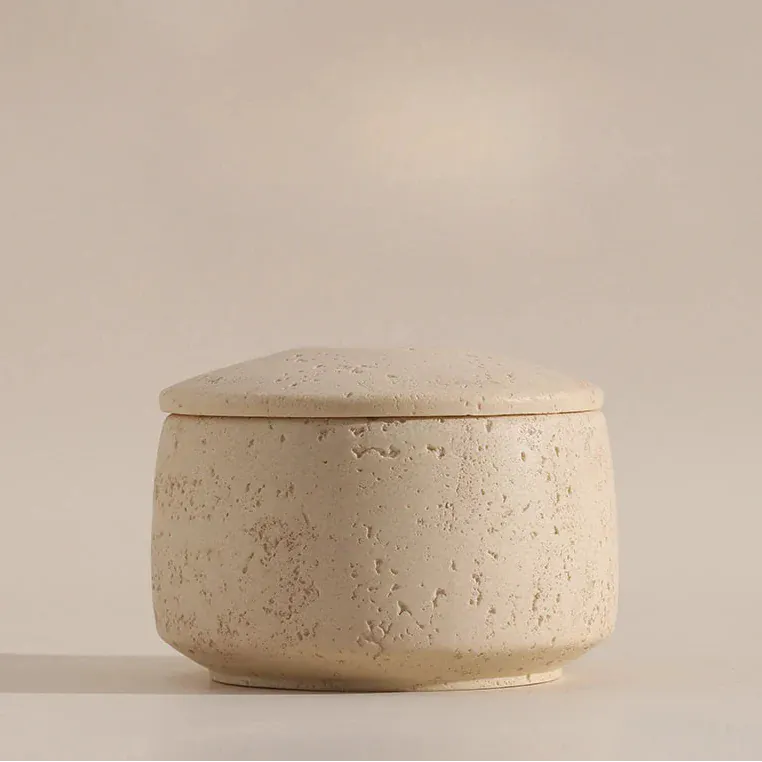 Vase en marbre Wabi-sabi avec couvercle