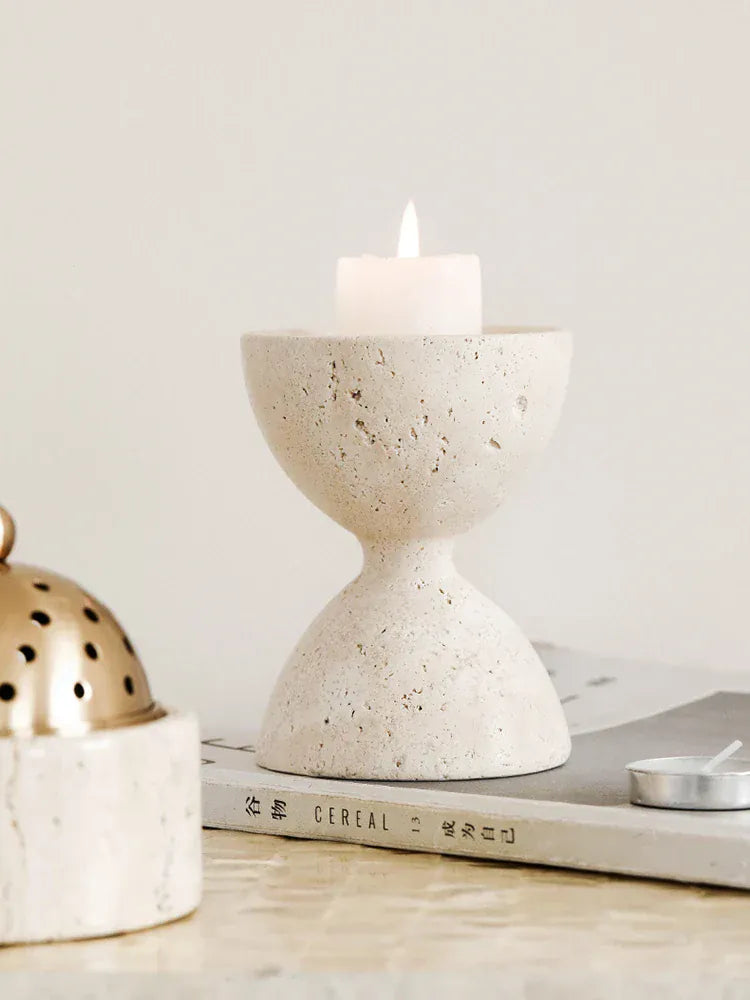 Brûleur d’Encens Travertin Luxe – Mabkhara & Laiton
