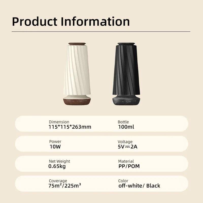 Diffuseur de Parfum Électrique – Bluetooth & Veilleuse