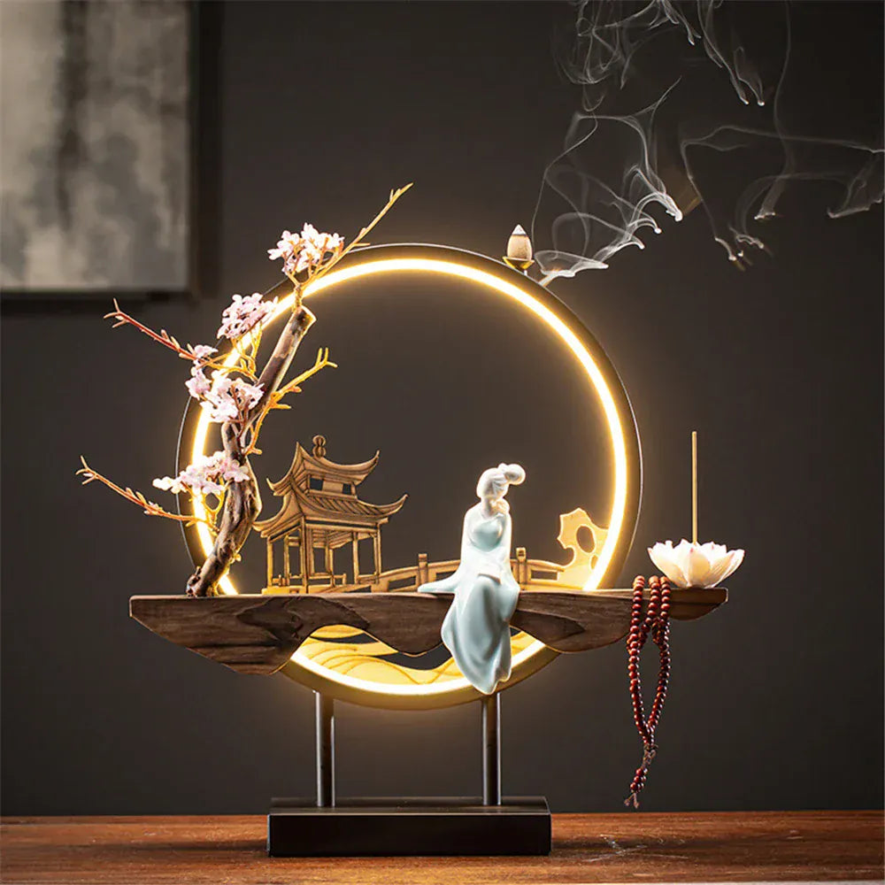 SOULOMIA Fontaine d’Encens LED - Lotus en Céramique