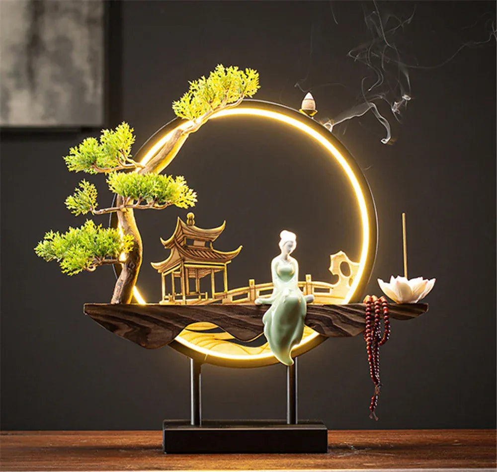 SOULOMIA Fontaine d’Encens LED - Lotus en Céramique