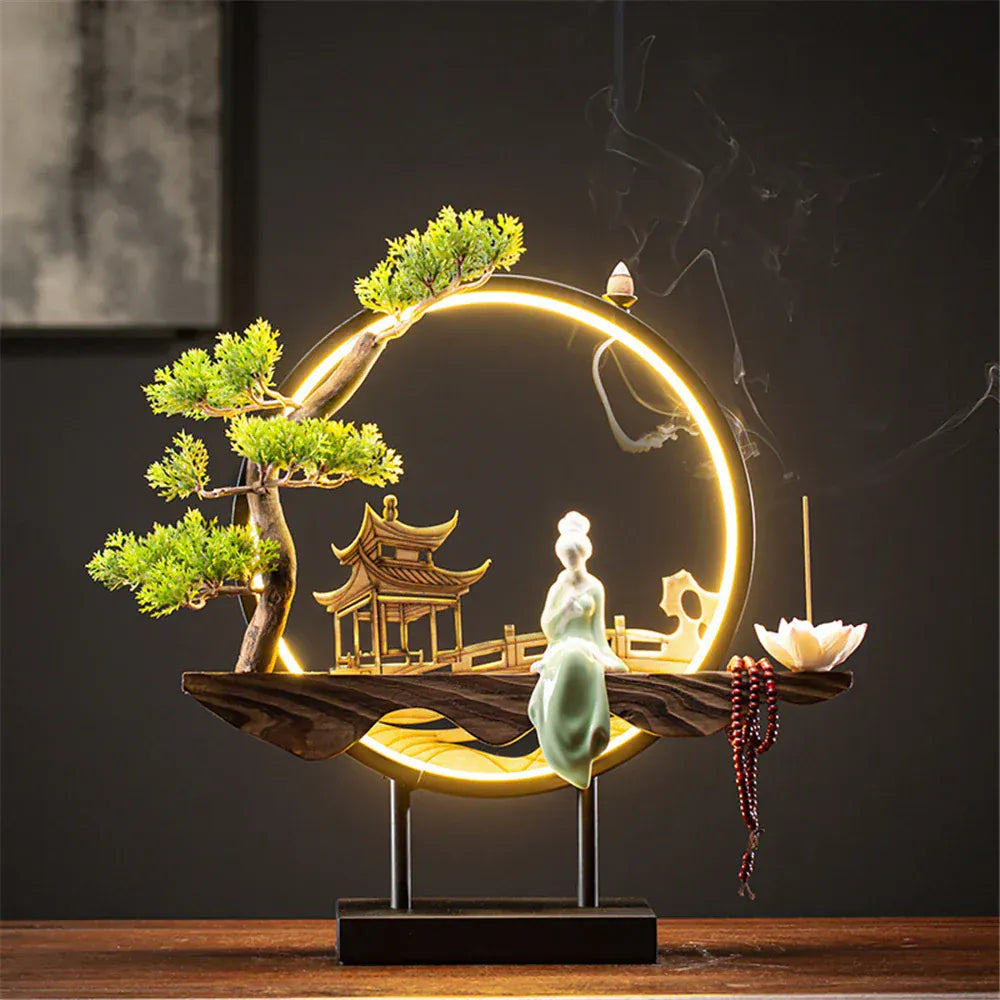SOULOMIA Fontaine d’Encens LED - Lotus en Céramique