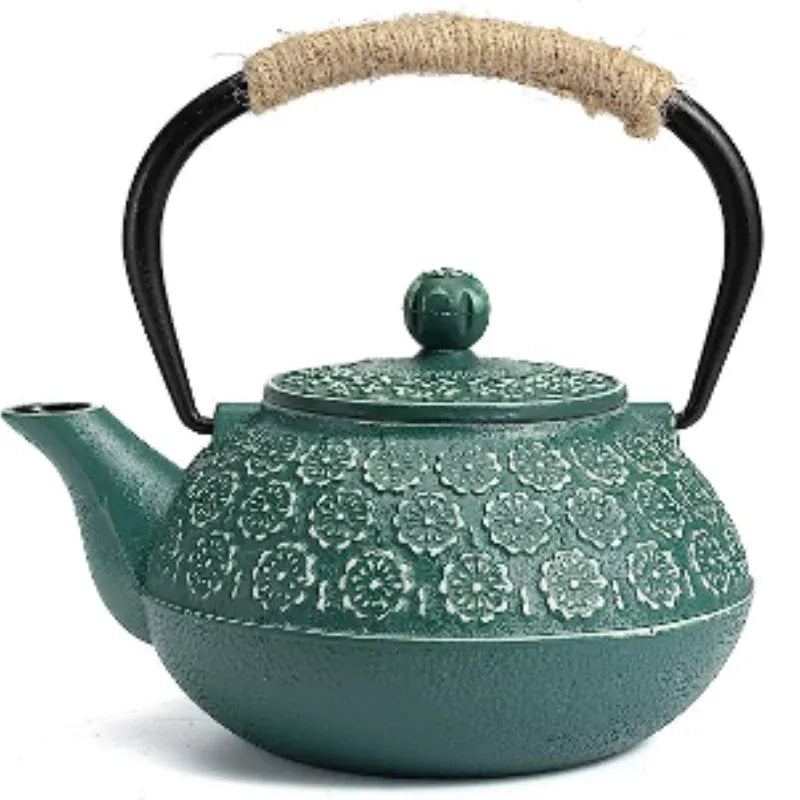 SOULOMIA Green 900ml Théière japonaise en fonte 900 ml – Motif fleurs de cerisier avec filtre à thé