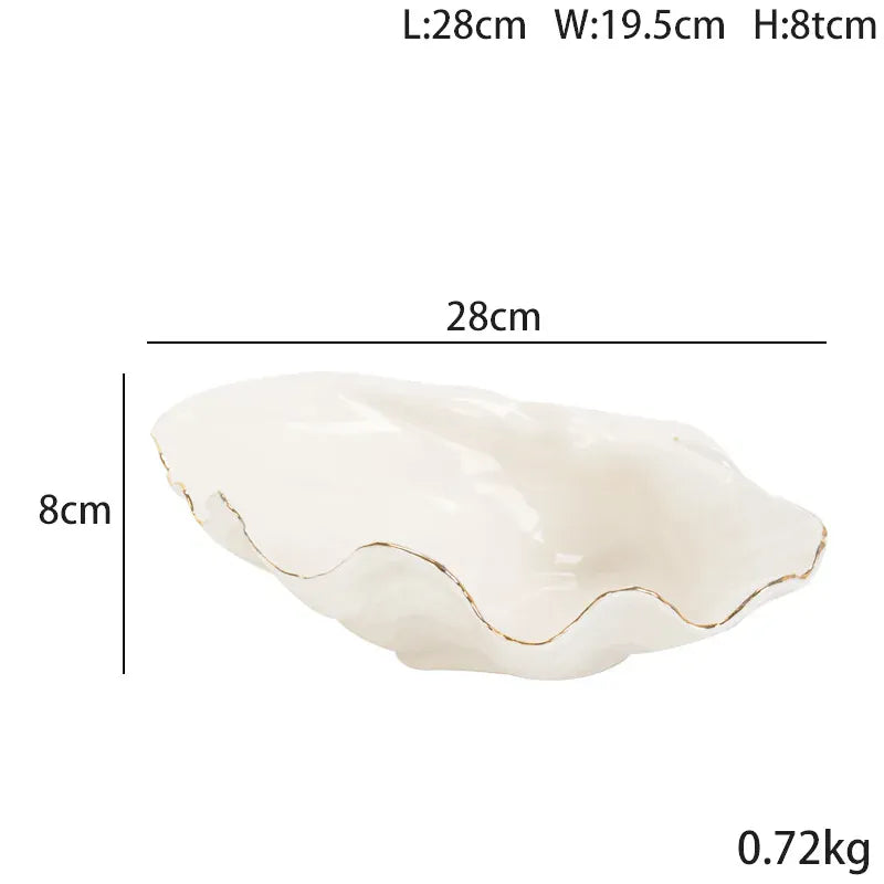 Vase en céramique bord doré forme coquillage