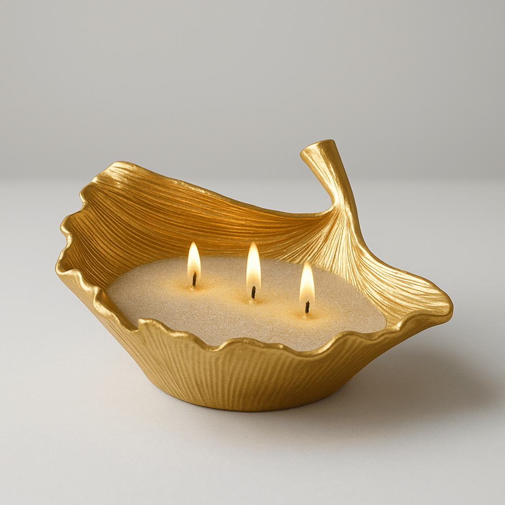 Vase en résine couleur ginkgo doré