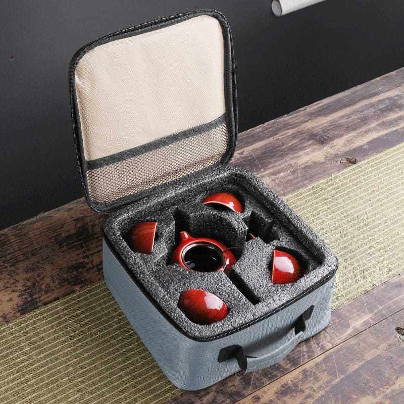 Service à thé Kung Fu de voyage – Théière portable avec 4 tasses et sac de transport