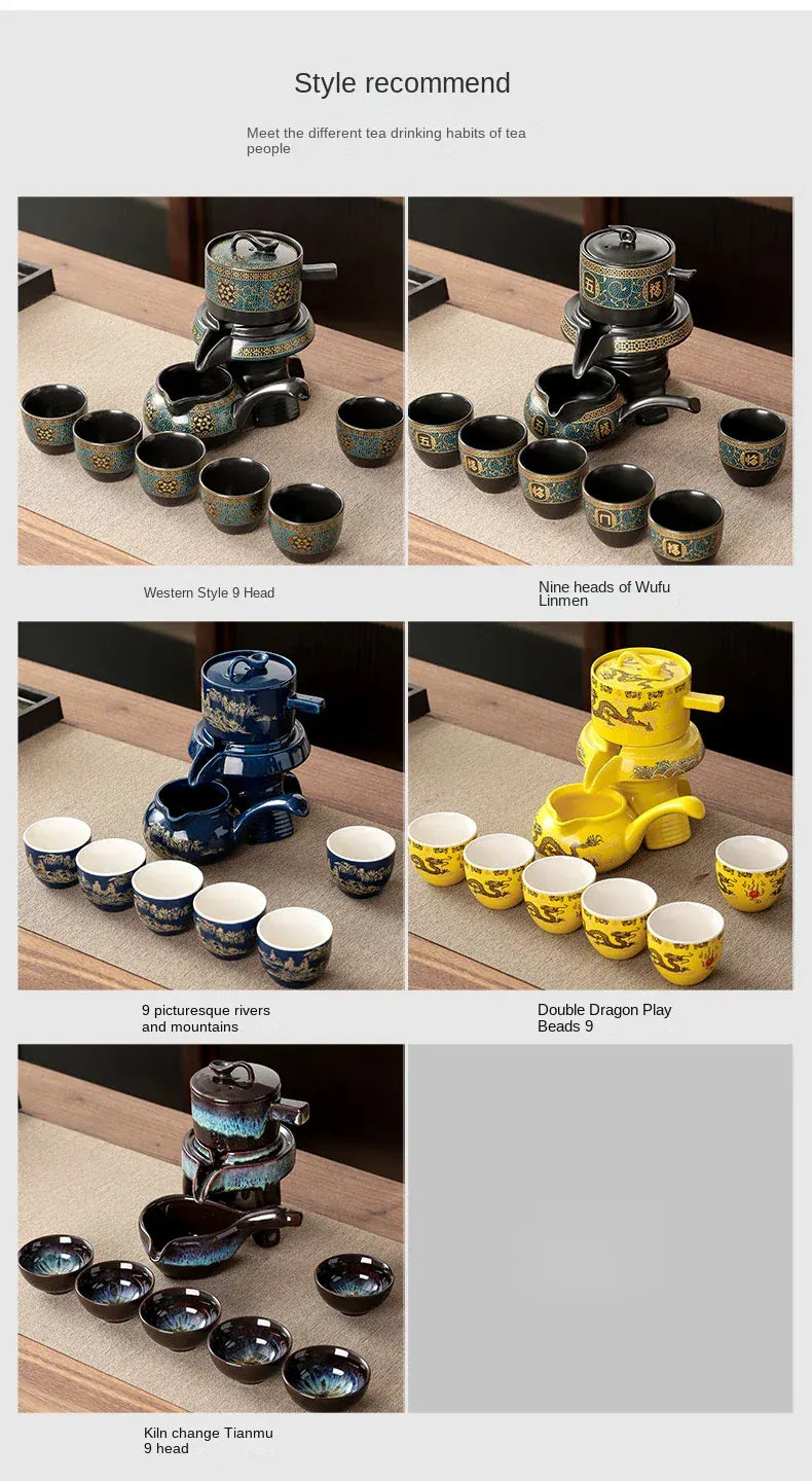 Service à thé Kung Fu rotatif semi-automatique