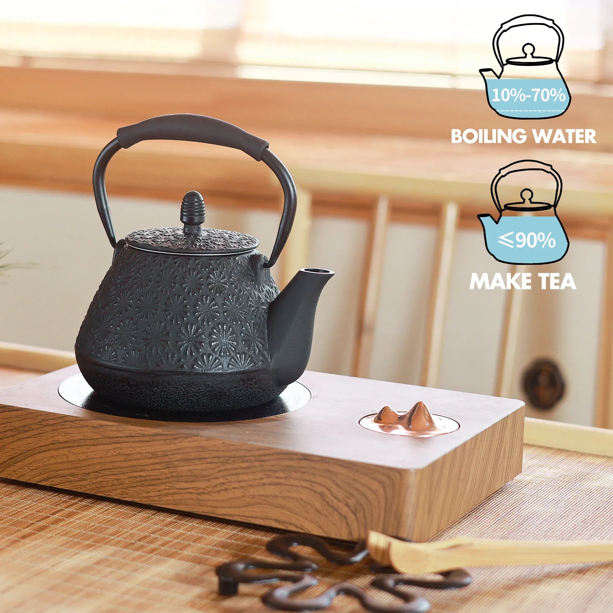 SOULOMIA Théière japonaise en fonte – Motif fleurs de cerisier 950 mL