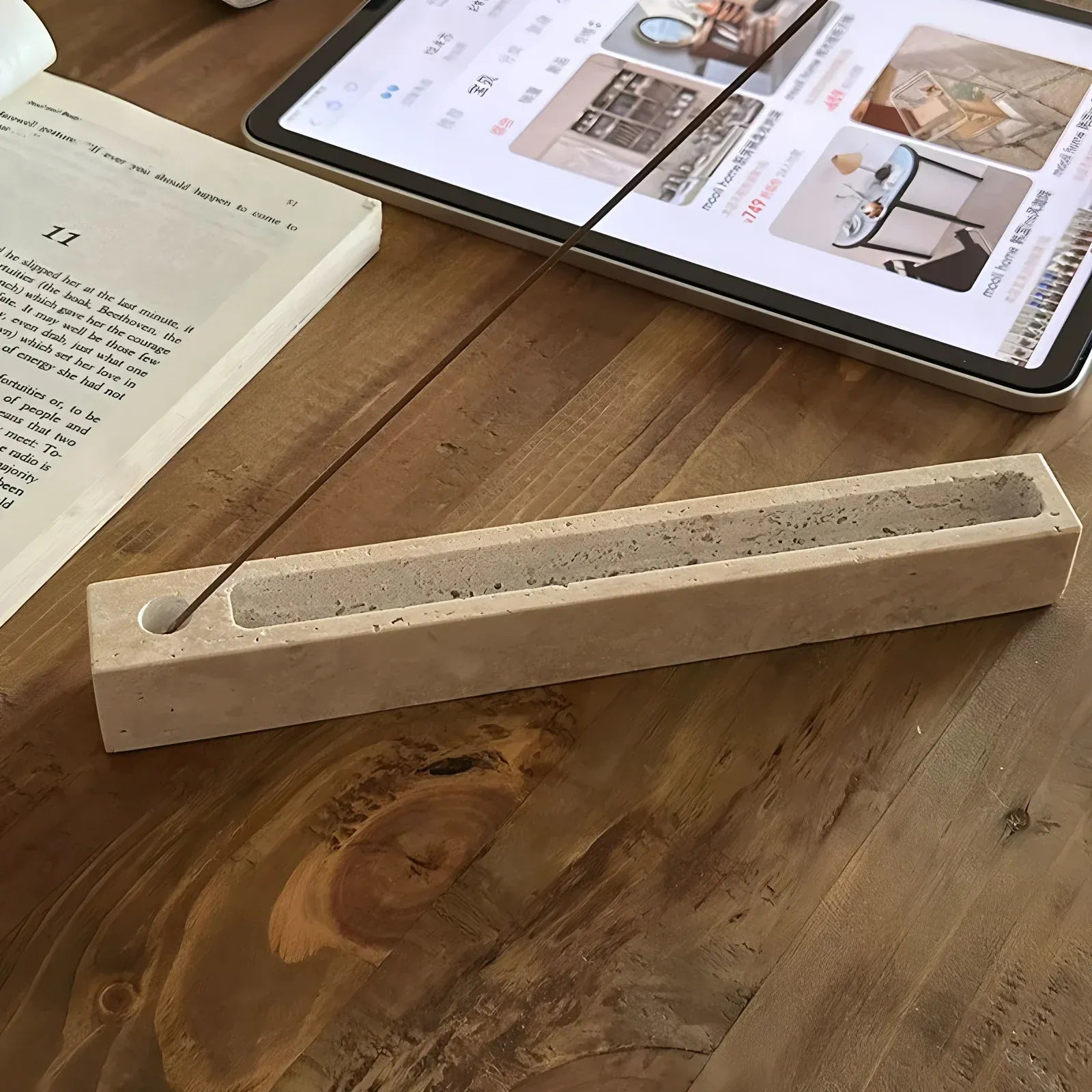 Brûleur d’Encens Travertin Rectangulaire