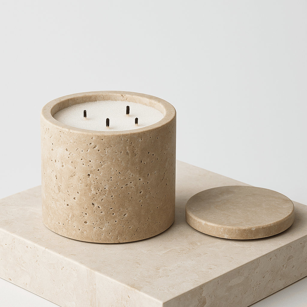 Vase en marbre rond beige style scandinave