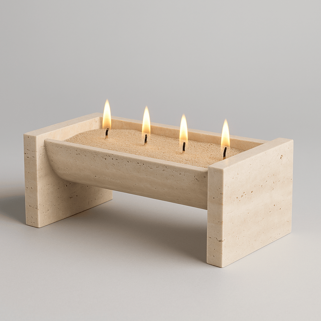 Vase en marbre travertin vintage