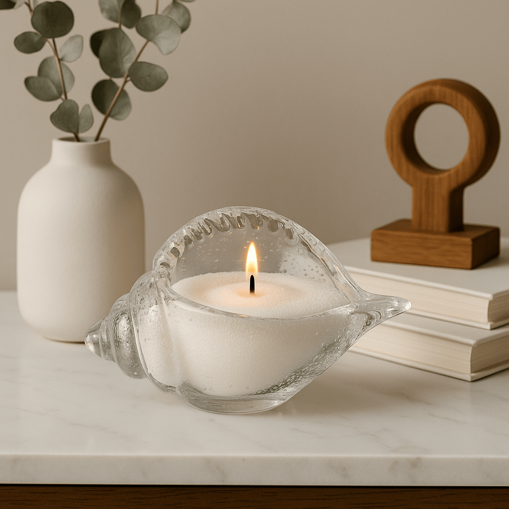 Vase en verre soufflé en forme de conque