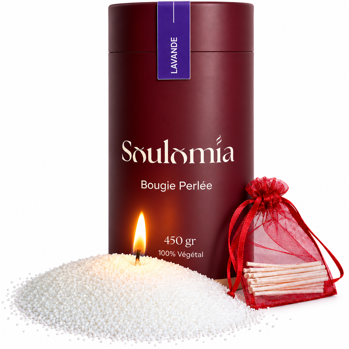 Bougie Perlée Soulomia ® Parfumée Lavande
