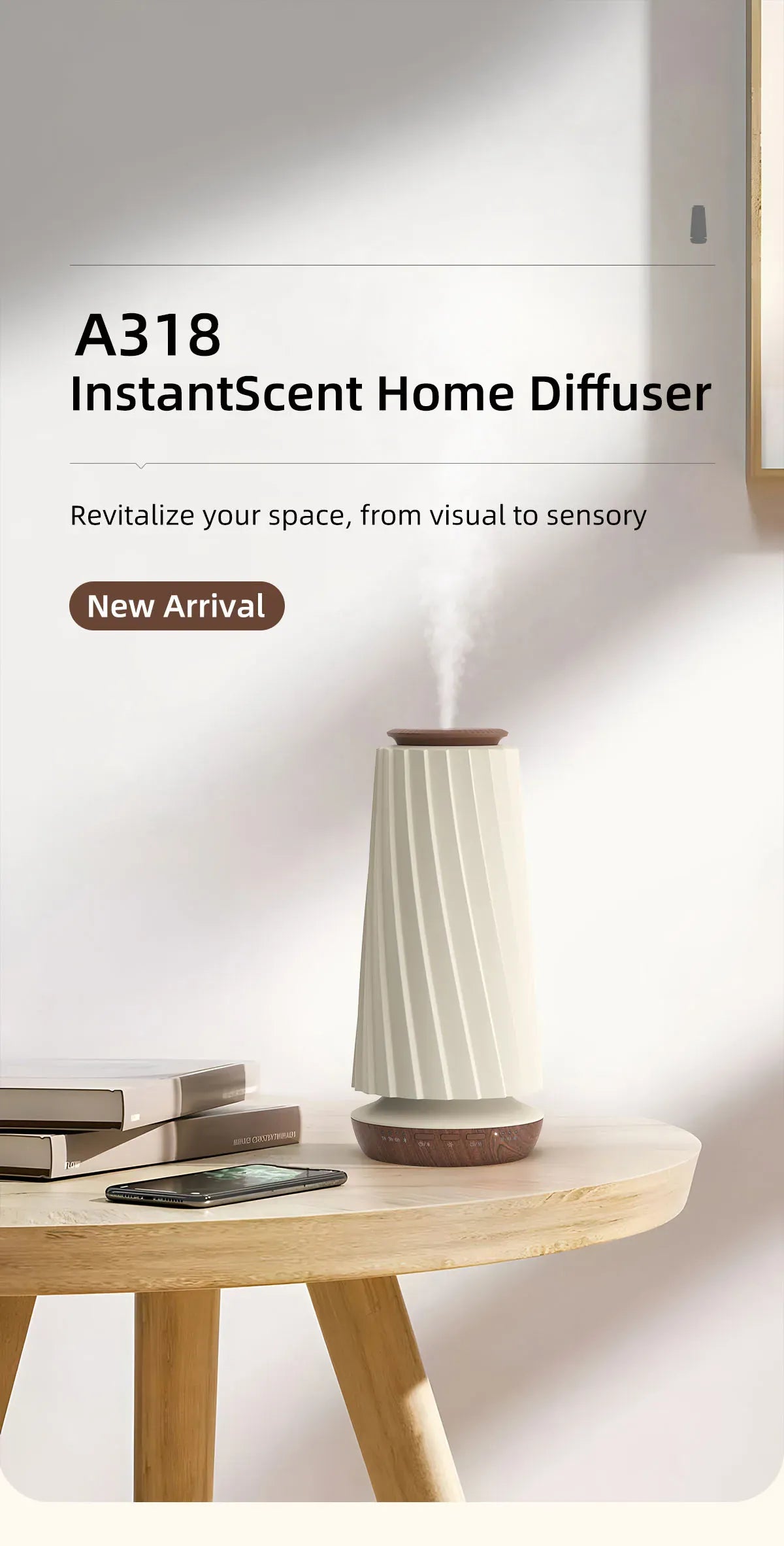 Diffuseur de Parfum Électrique – Bluetooth & Veilleuse