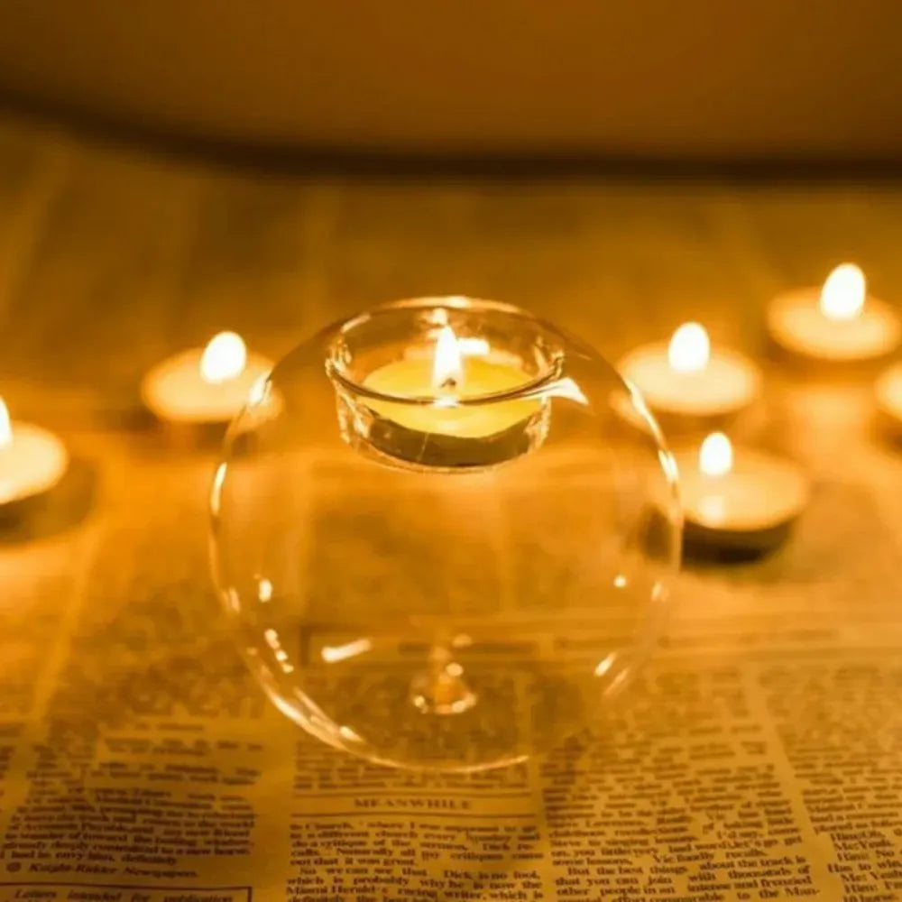 Photophores en verre transparent creux – Lot de 3/6/12