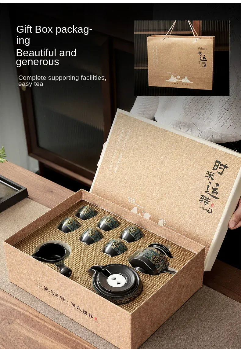 Service à thé Kung Fu rotatif semi-automatique