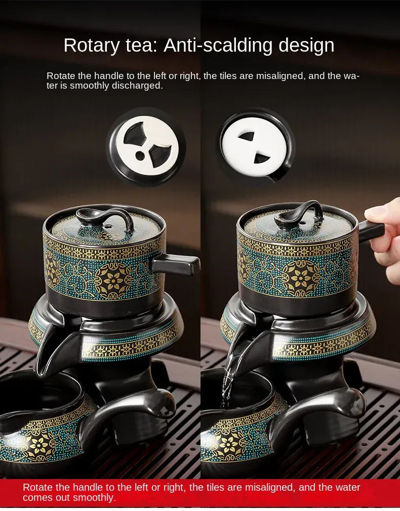 Service à thé Kung Fu rotatif semi-automatique
