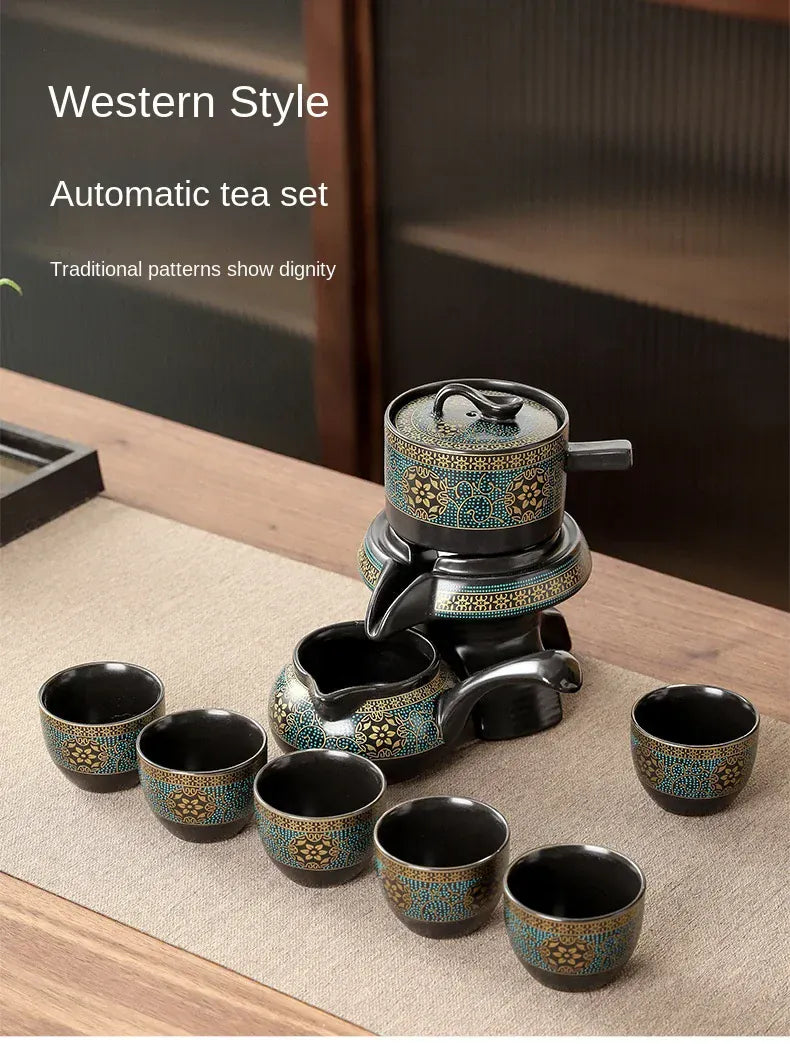 Service à thé Kung Fu rotatif semi-automatique