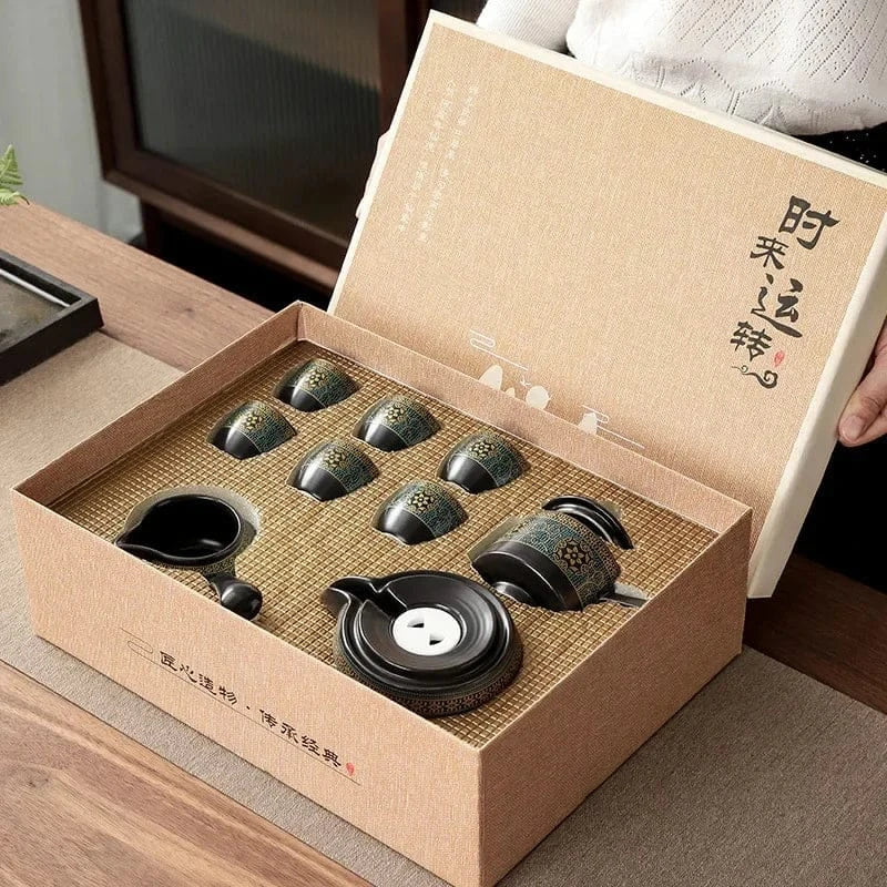 Service à thé Kung Fu rotatif semi-automatique