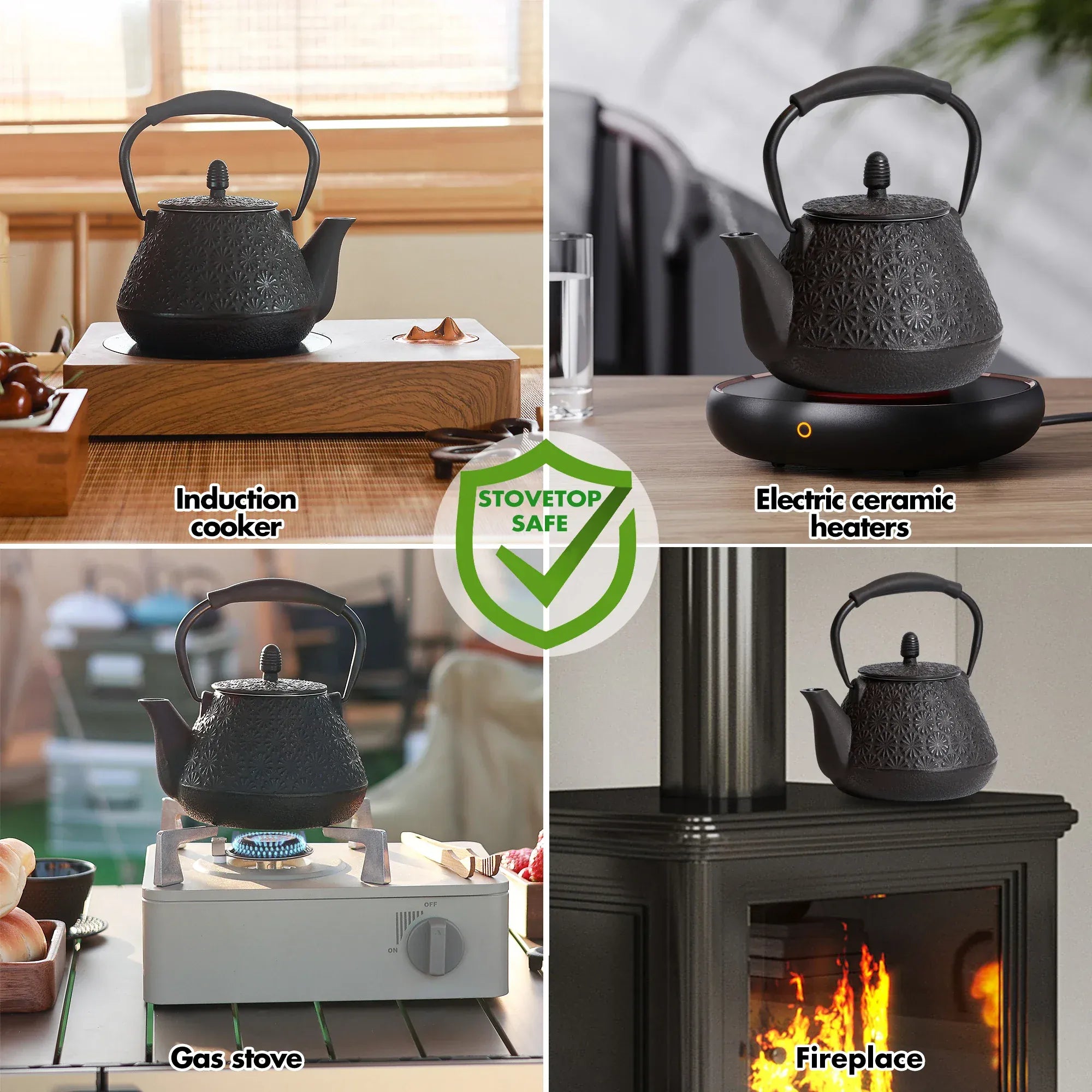 Théière japonaise en fonte – Motif fleurs de cerisier 950 mL