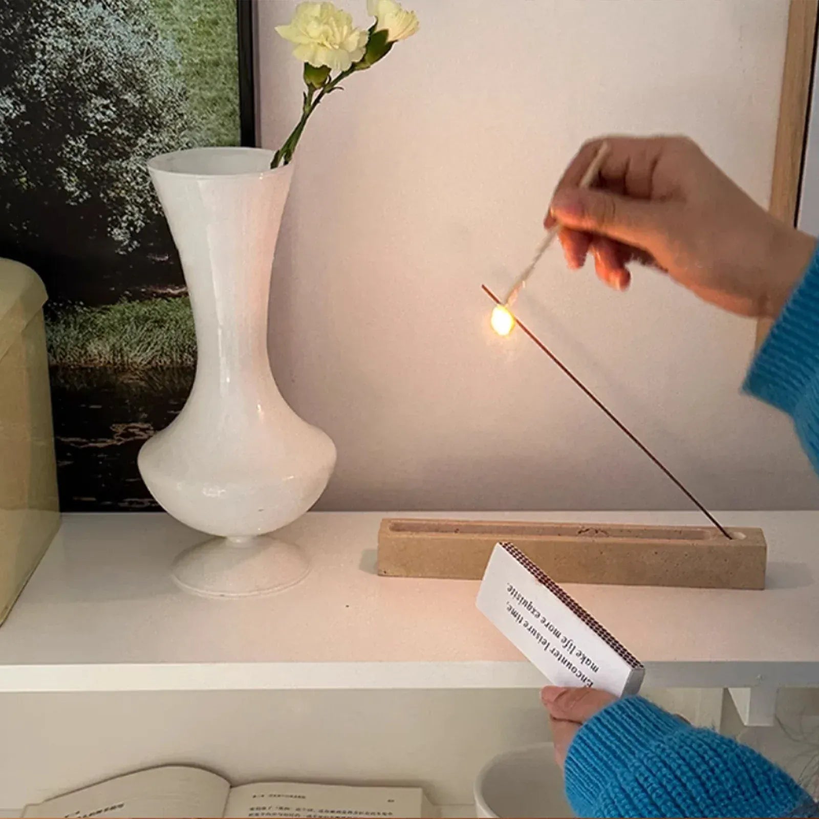 Brûleur d’Encens Travertin Rectangulaire