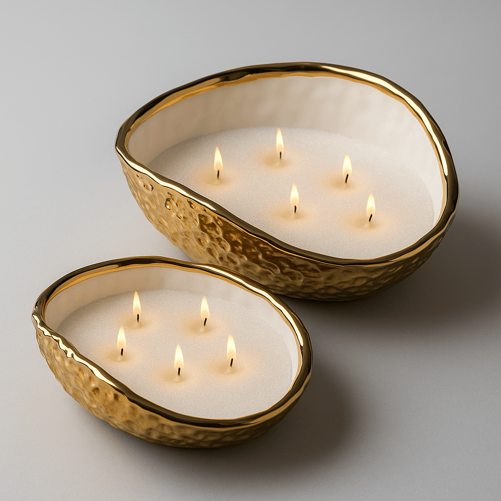 Vase en céramique doré forme coquillage sculpté